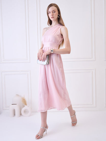Flawless Women One Shoulder Pink Maxi Dress | BONNIE Being Flawless