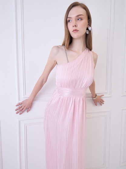 Flawless Women One Shoulder Pink Maxi Dress | BONNIE Being Flawless