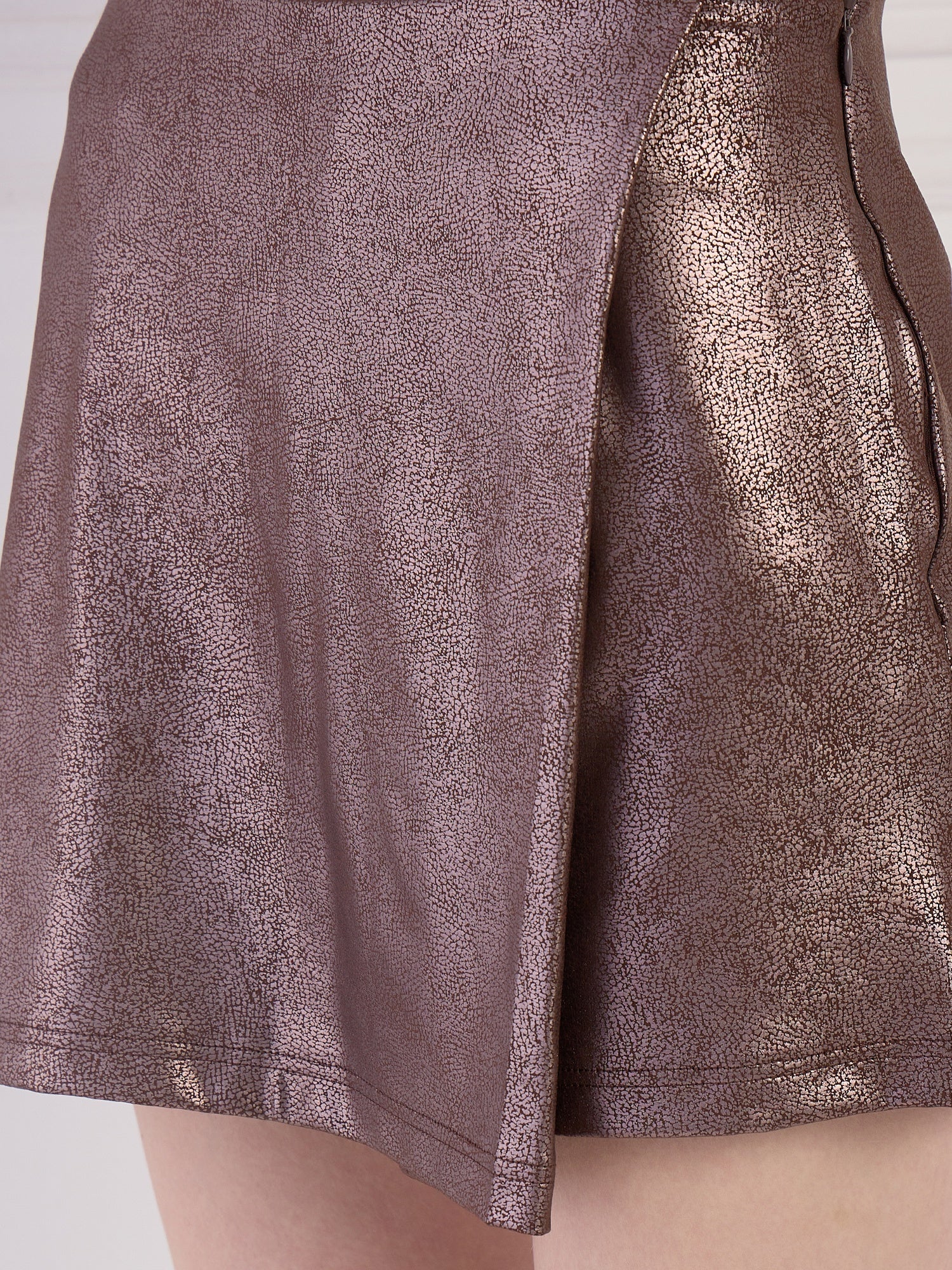 Brown Faux Leather Skirt Being Flawless