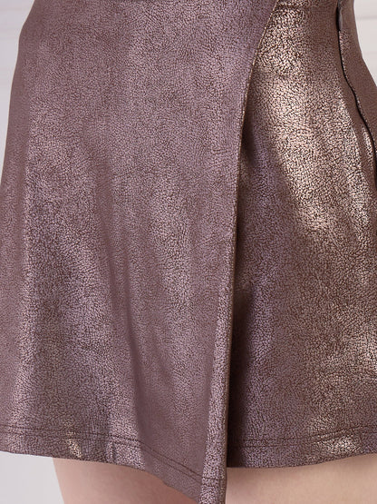 Brown Faux Leather Skirt Being Flawless