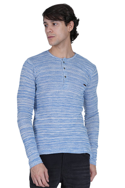 FLAWLESS MEN WINTER  BLUE KNITTED T-SHIRT Being Flawless