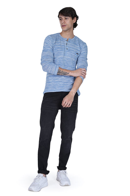 FLAWLESS MEN WINTER  BLUE KNITTED T-SHIRT Being Flawless