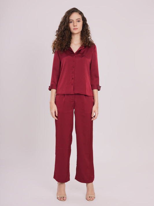 Red satin cord-set Being Flawless