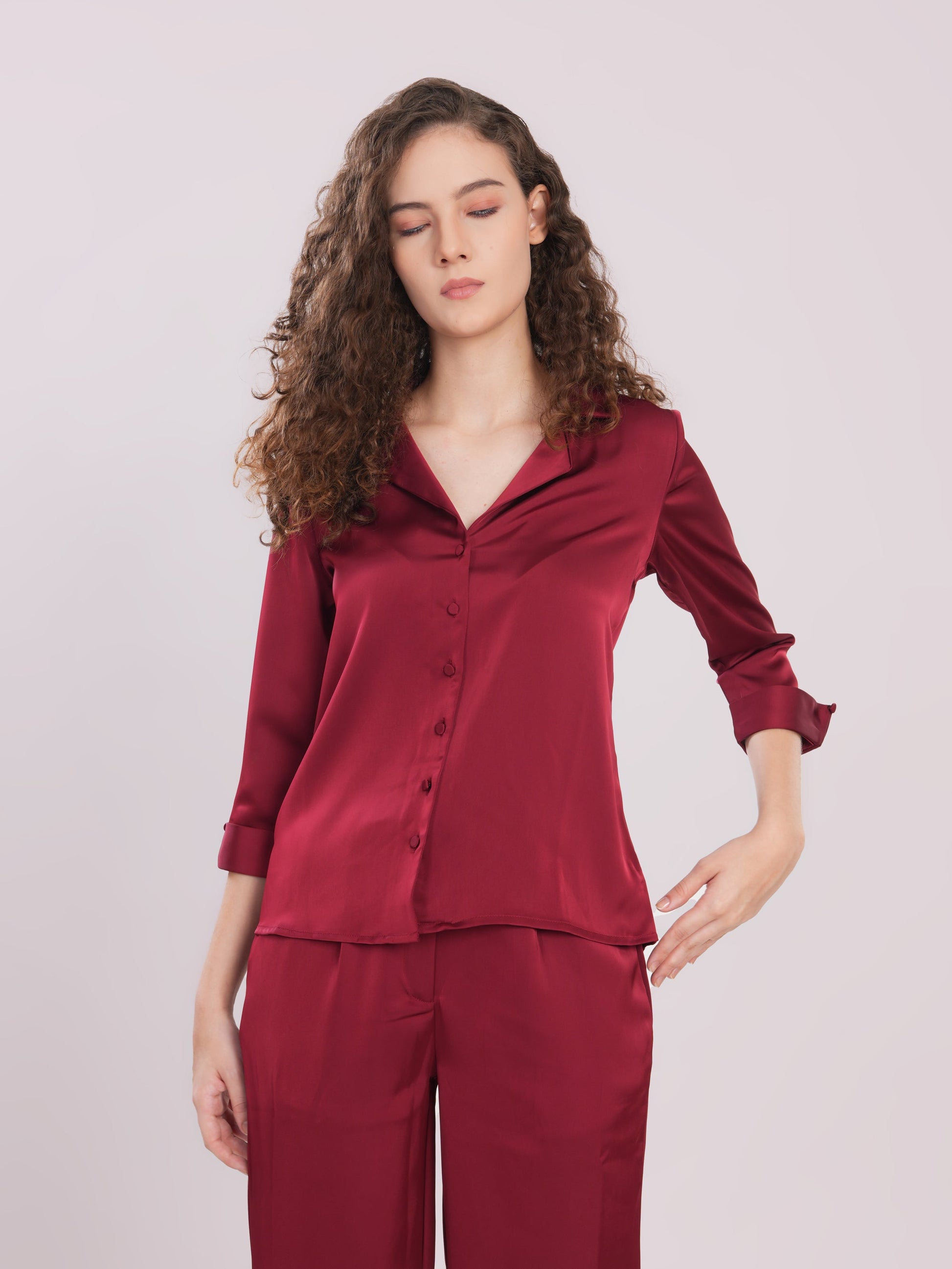 Red satin cord-set Being Flawless