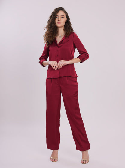 Red satin cord-set Being Flawless