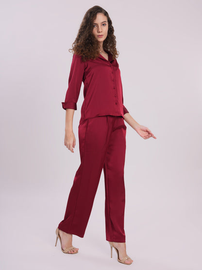 Red satin cord-set Being Flawless