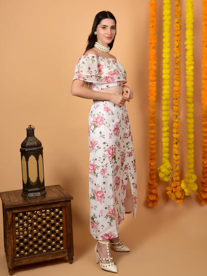 Flawless Women Rose Print Co-ord Set Skirt And Top | LAURA Being Flawless