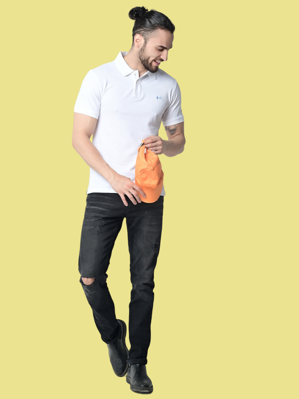 Flawless Men Organic Impression White Polo T-Shirt Being Flawless