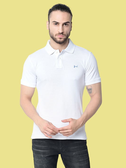 Flawless Men Organic Impression White Polo T-Shirt Being Flawless