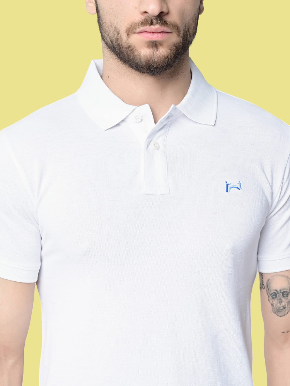 Flawless Men Organic Impression White Polo T-Shirt Being Flawless