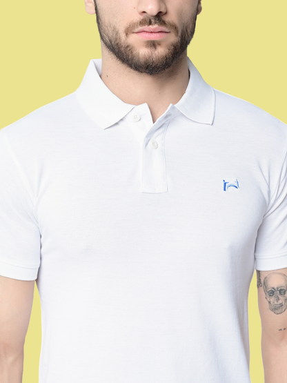 Flawless Men Organic Impression White Polo T-Shirt Being Flawless