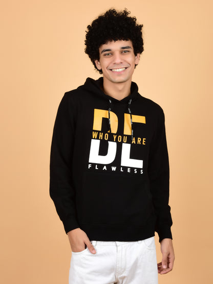 Flawless Men's Black Printed Hoodie Being Flawless
