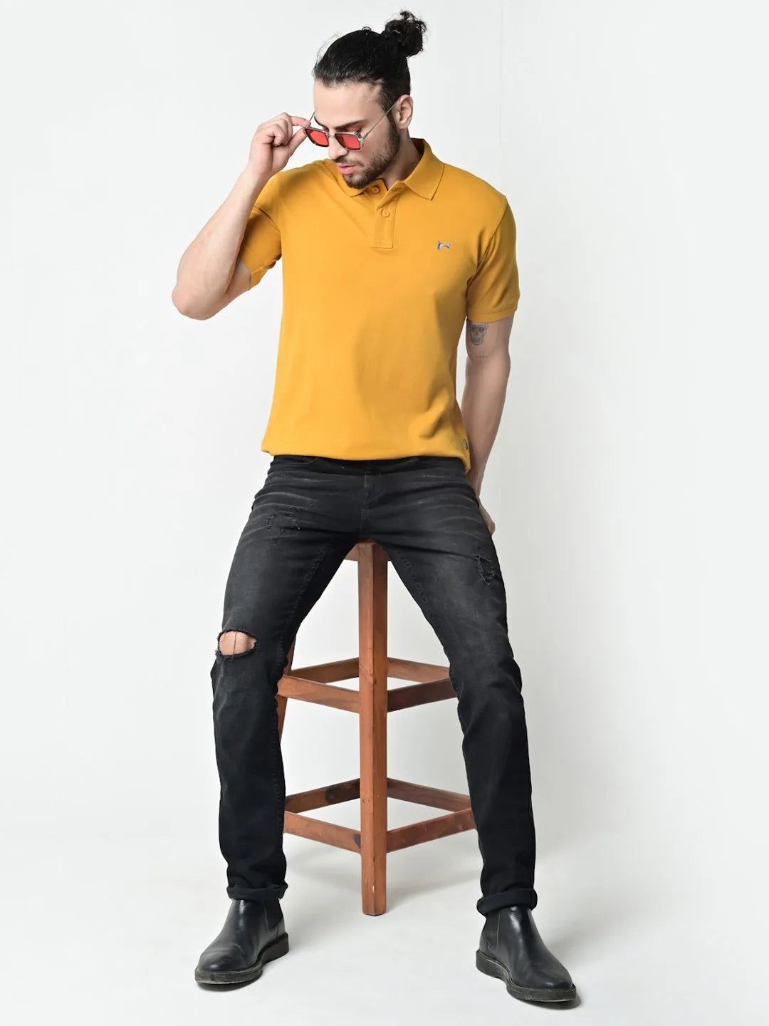 Flawless Men Saucy Mustard Organic Polo T-Shirt Being Flawless