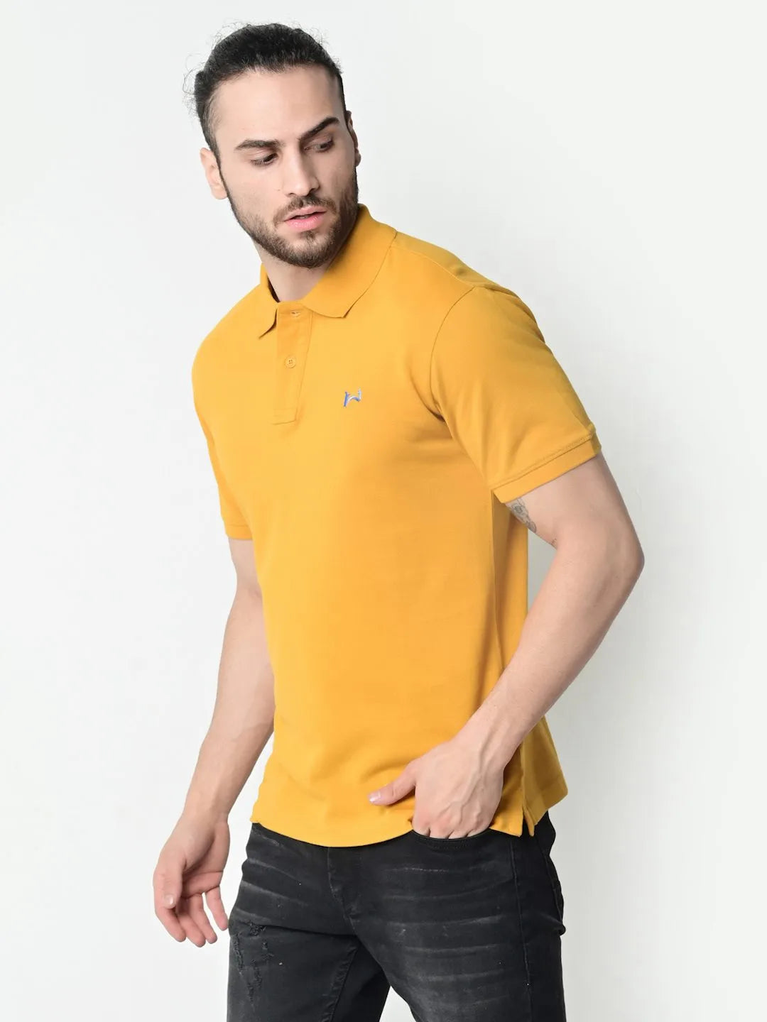 Flawless Men Saucy Mustard Organic Polo T-Shirt Being Flawless