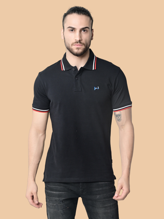 Flawless Men Steady Black Organic Polo T-Shirt Being Flawless