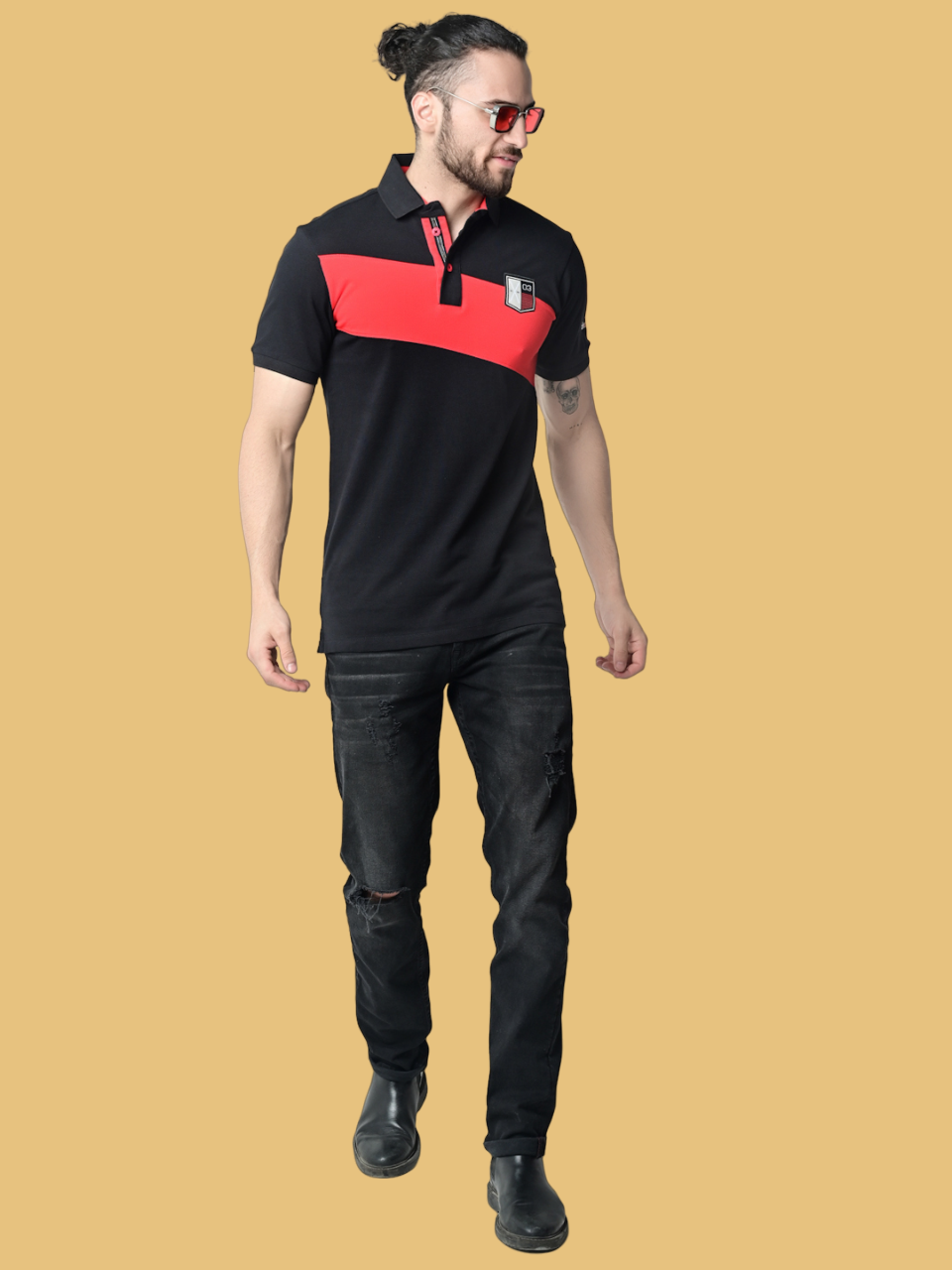 Flawless Men Danger Red Organic Polo T-Shirt Being Flawless
