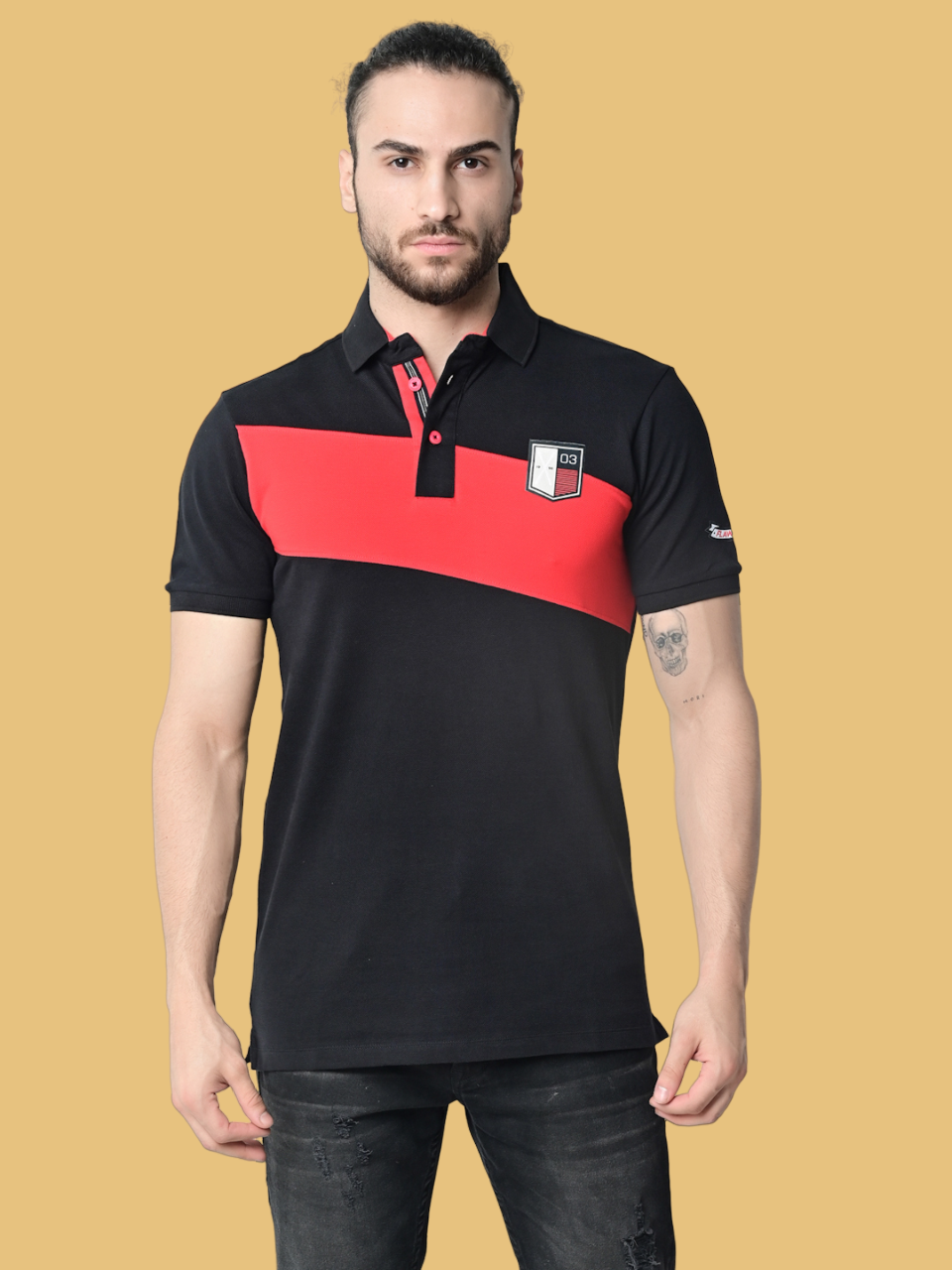 Flawless Men Danger Red Organic Polo T-Shirt Being Flawless