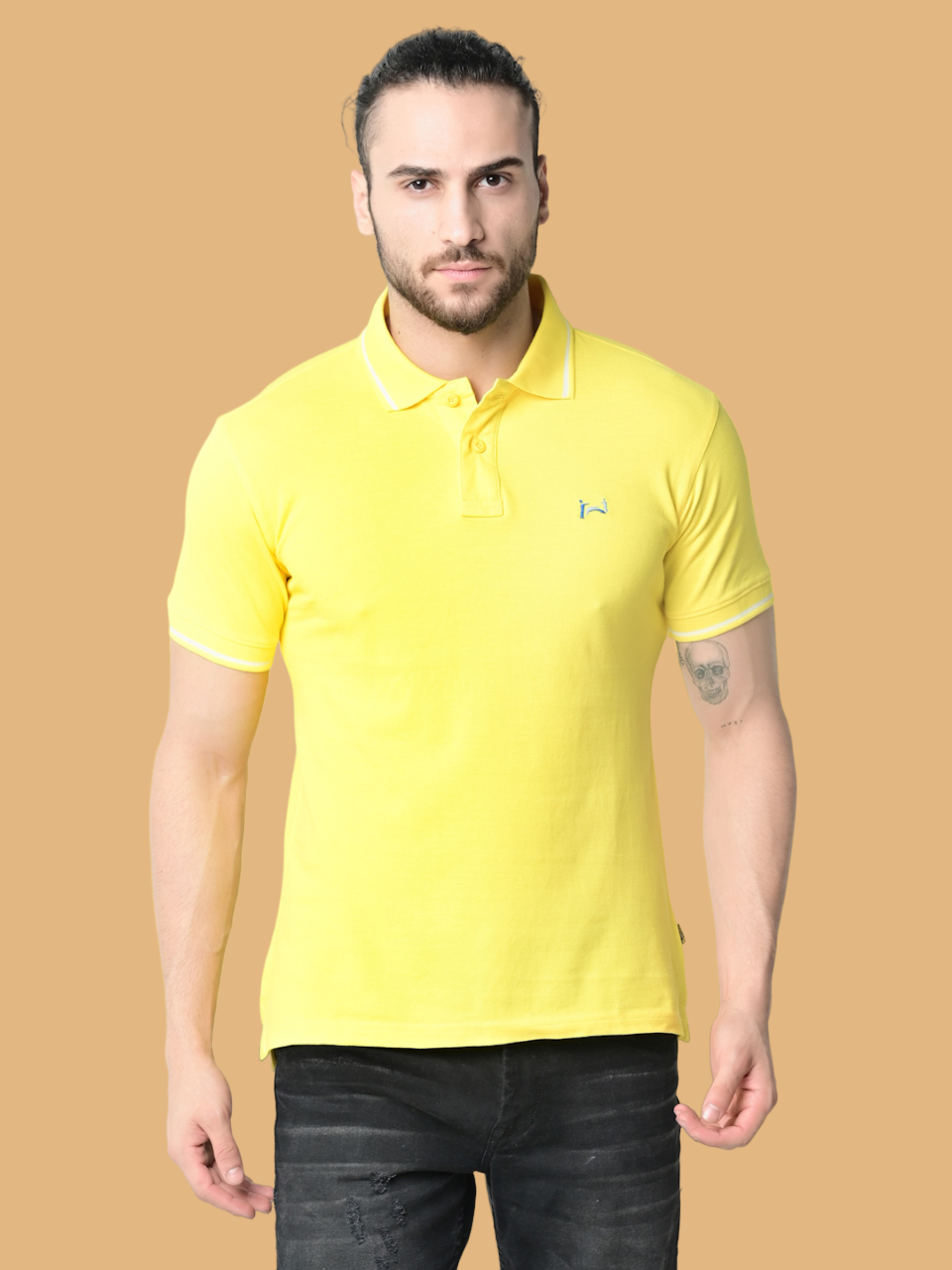 Flawless Bright Side Yellow Organic Polo T-Shirt Being Flawless