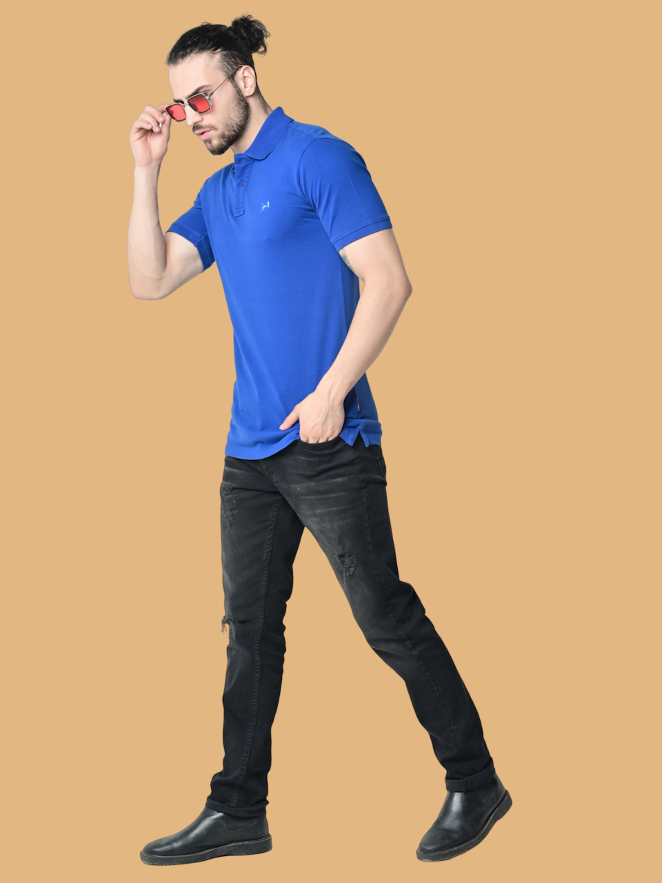 Flawless Men Bug Blue Organic Polo T-Shirt Being Flawless