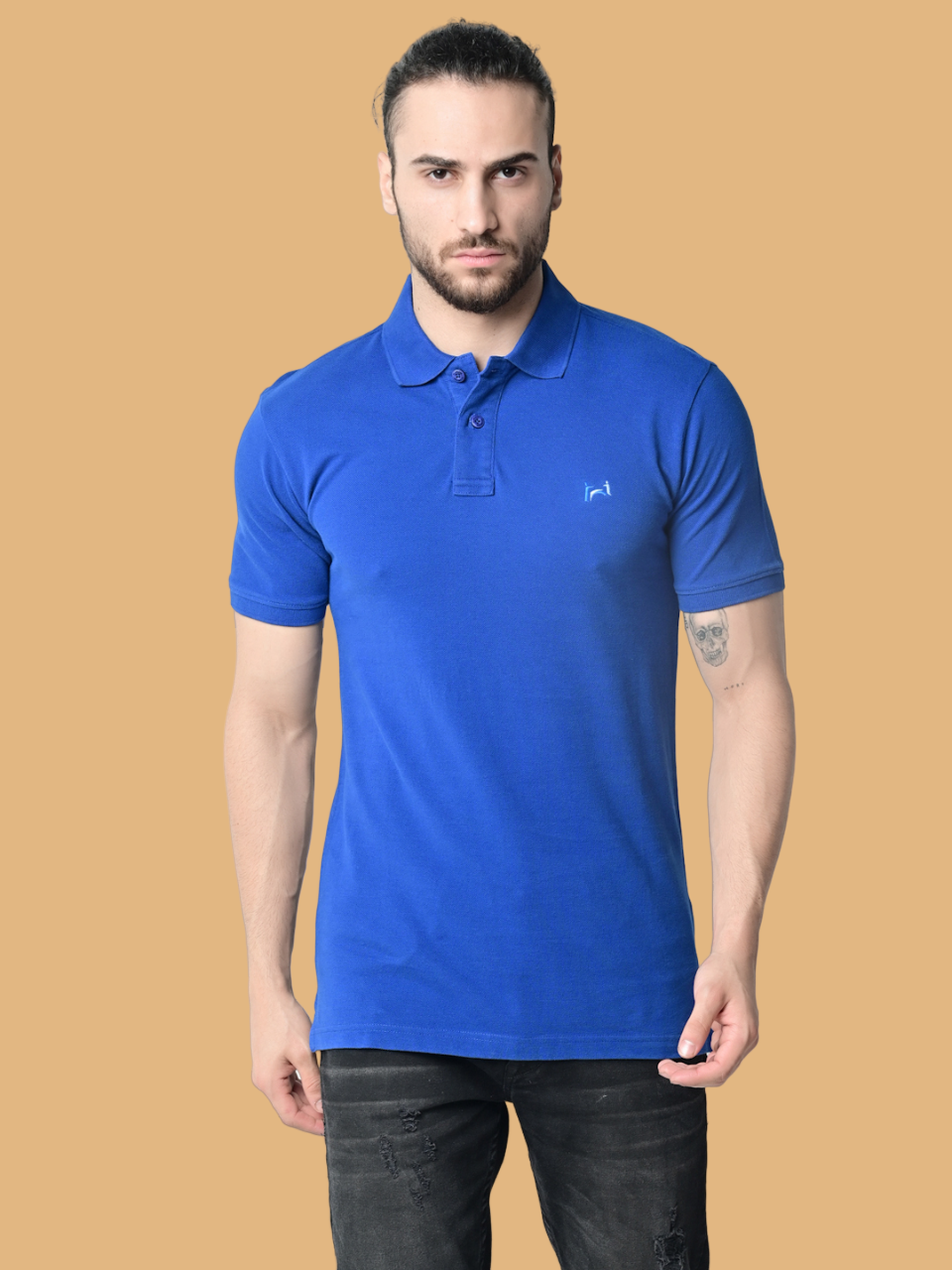 Flawless Men Bug Blue Organic Polo T-Shirt Being Flawless