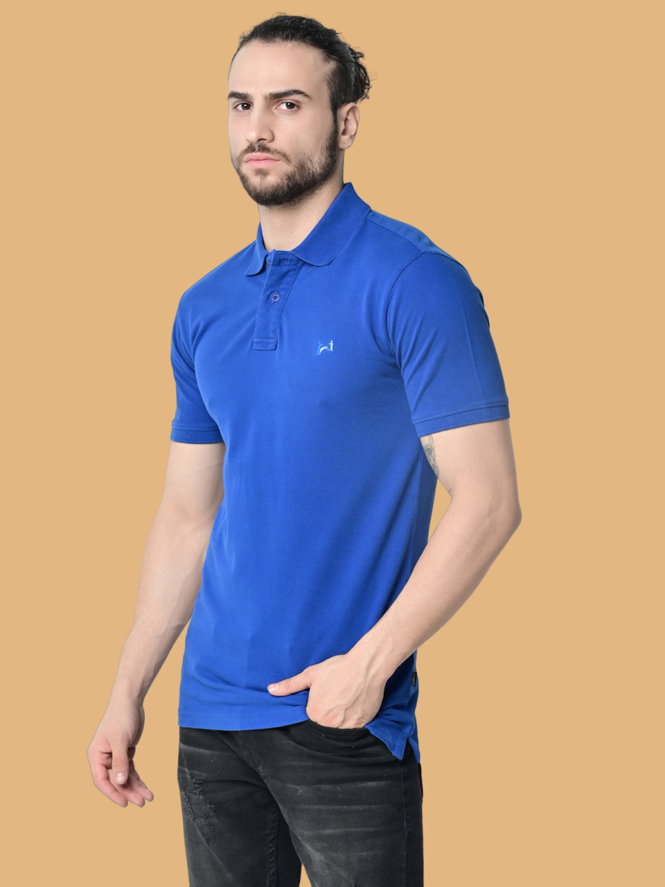Flawless Men Bug Blue Organic Polo T-Shirt Being Flawless