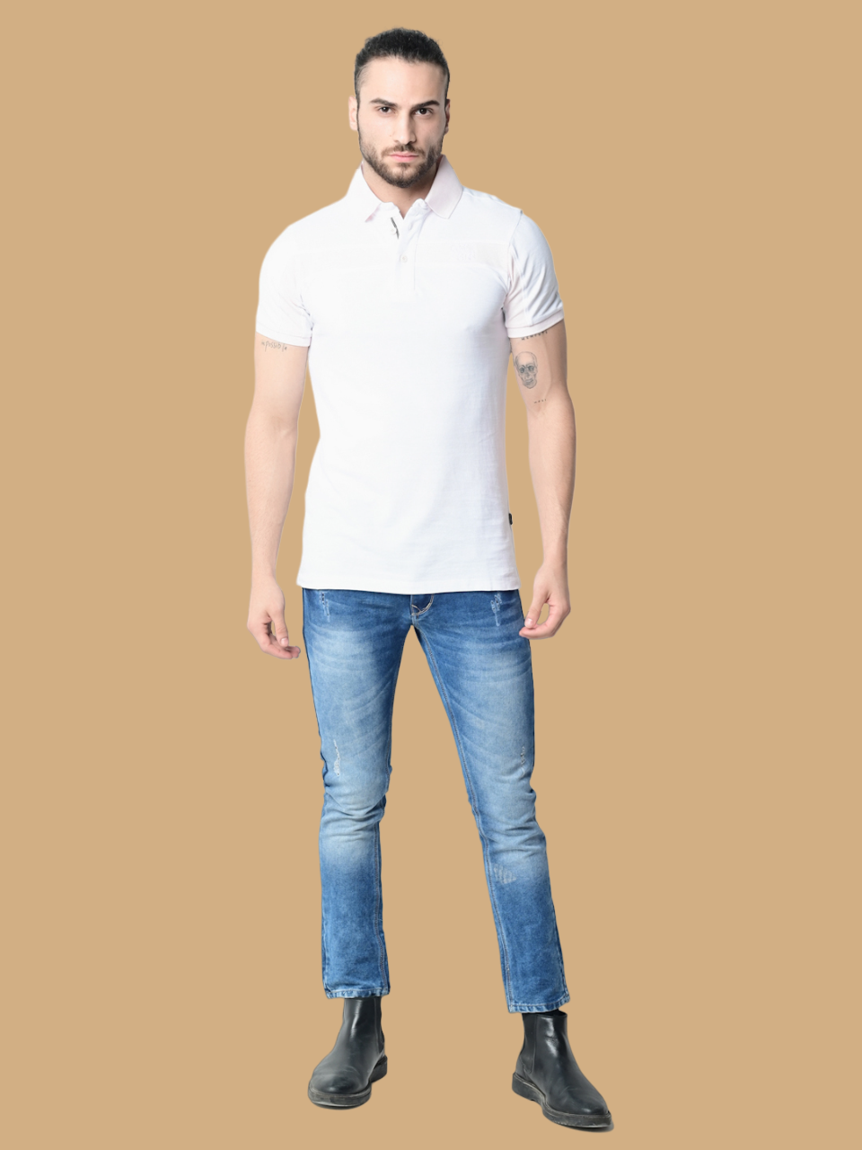 Flawless Organic Sensible White Bug Polo T-Shirt Being Flawless