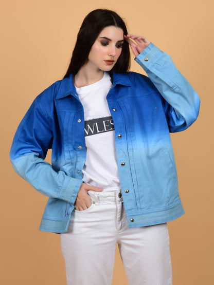 Flawless Women Blue Tie-Dye Jacket Being Flawless