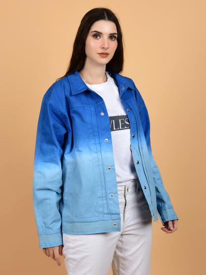 Flawless Women Blue Tie-Dye Jacket Being Flawless