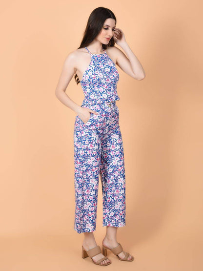 Flawless Blue Floral Women Co-Ord Set | HAILY Being Flawless