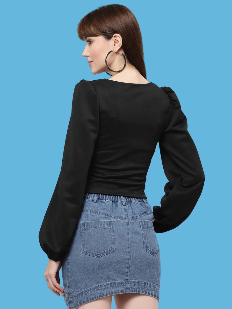 Flawless Women Party Wear Black Crop Top | MOON Being Flawless