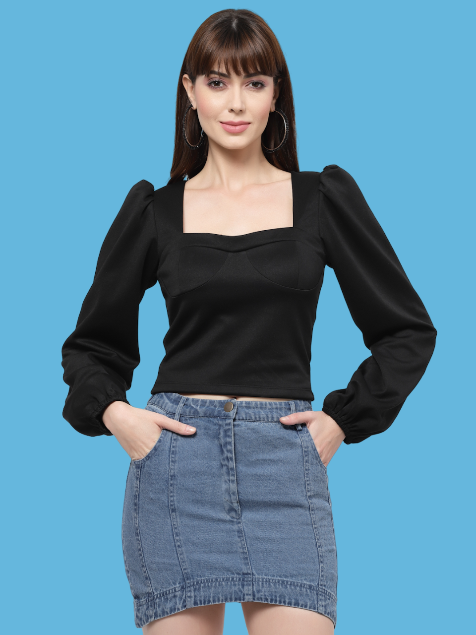 Flawless Women Party Wear Black Crop Top | MOON Being Flawless