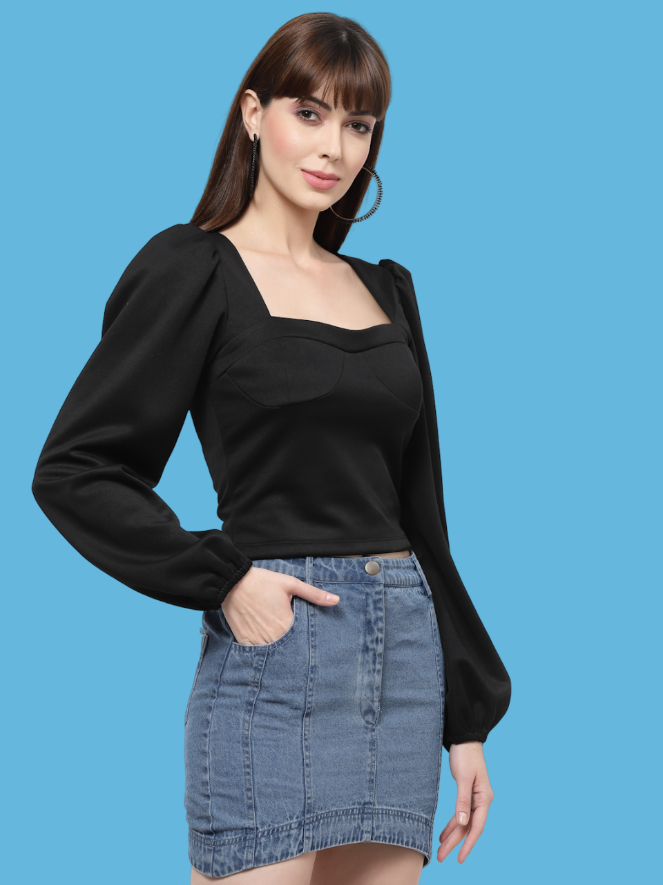 Flawless Women Party Wear Black Crop Top | MOON Being Flawless