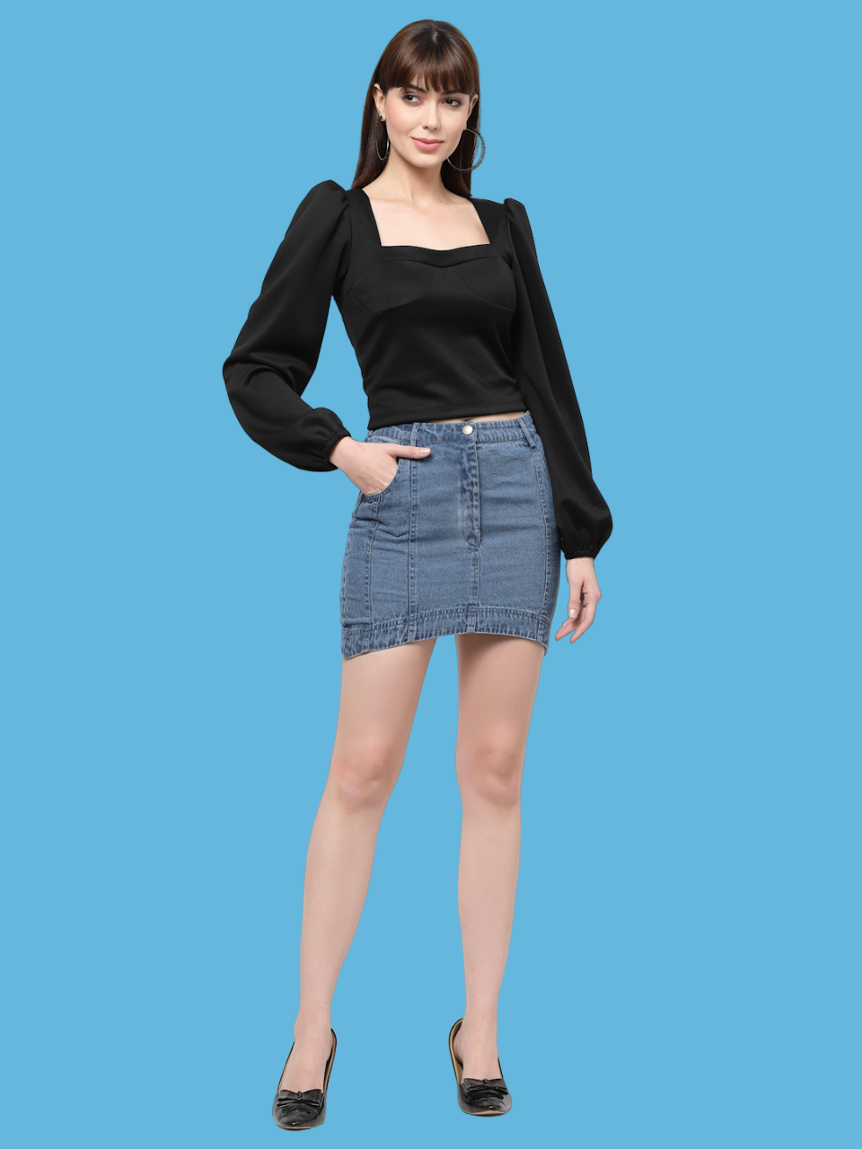 Flawless Women Party Wear Black Crop Top | MOON Being Flawless