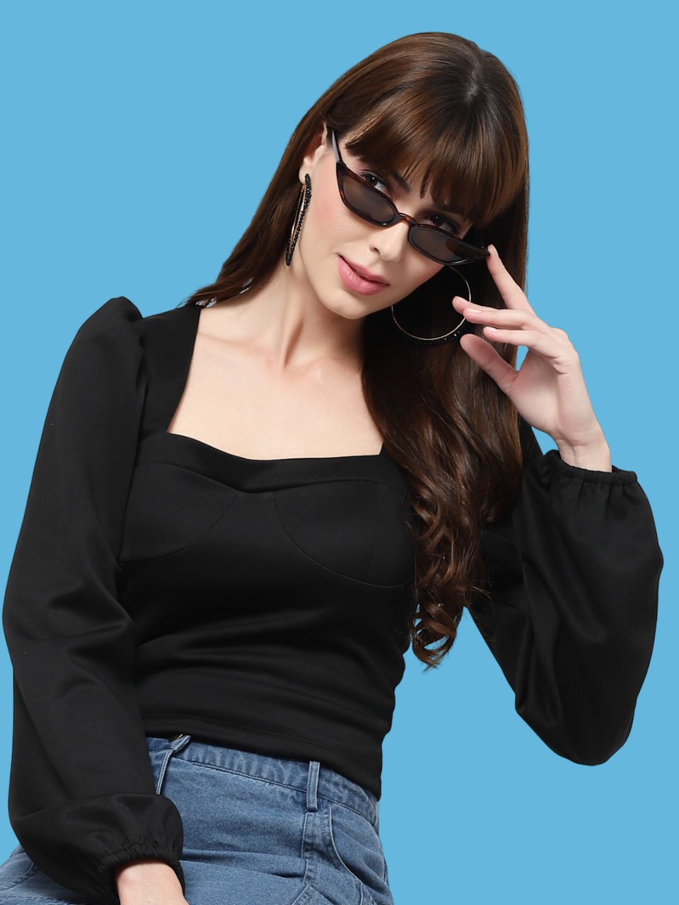 Flawless Women Party Wear Black Crop Top | MOON Being Flawless