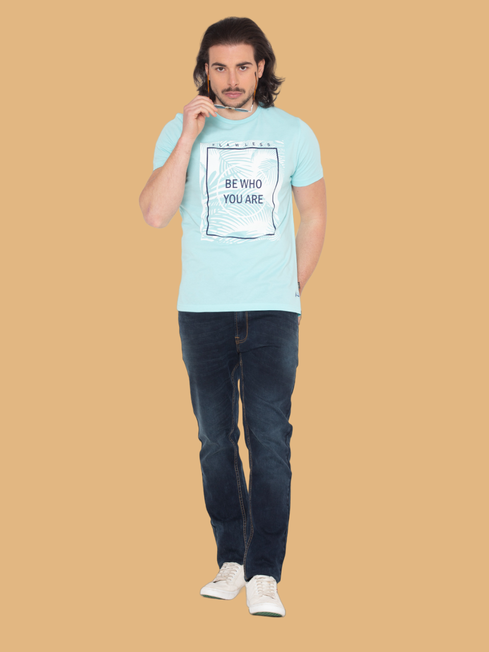 Flawless Men Blue Printed T-Shirt Being Flawless