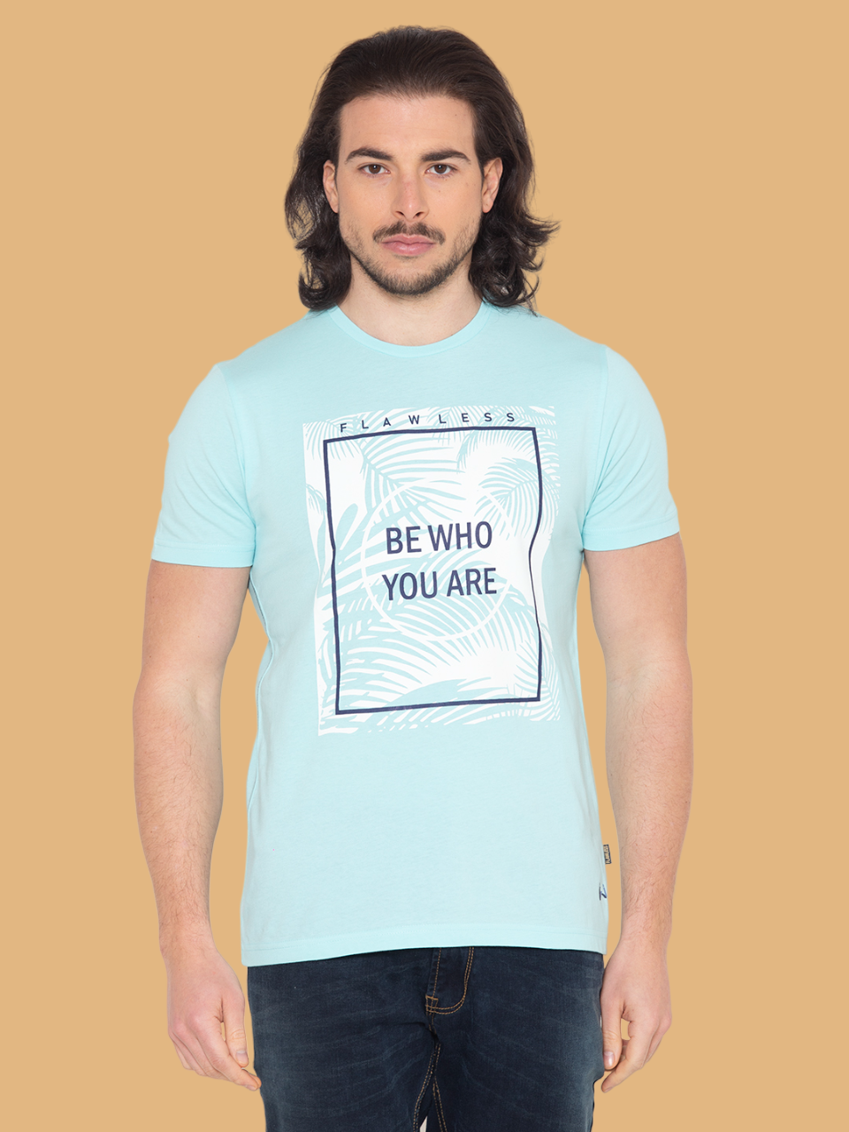 Flawless Men Blue Printed T-Shirt Being Flawless