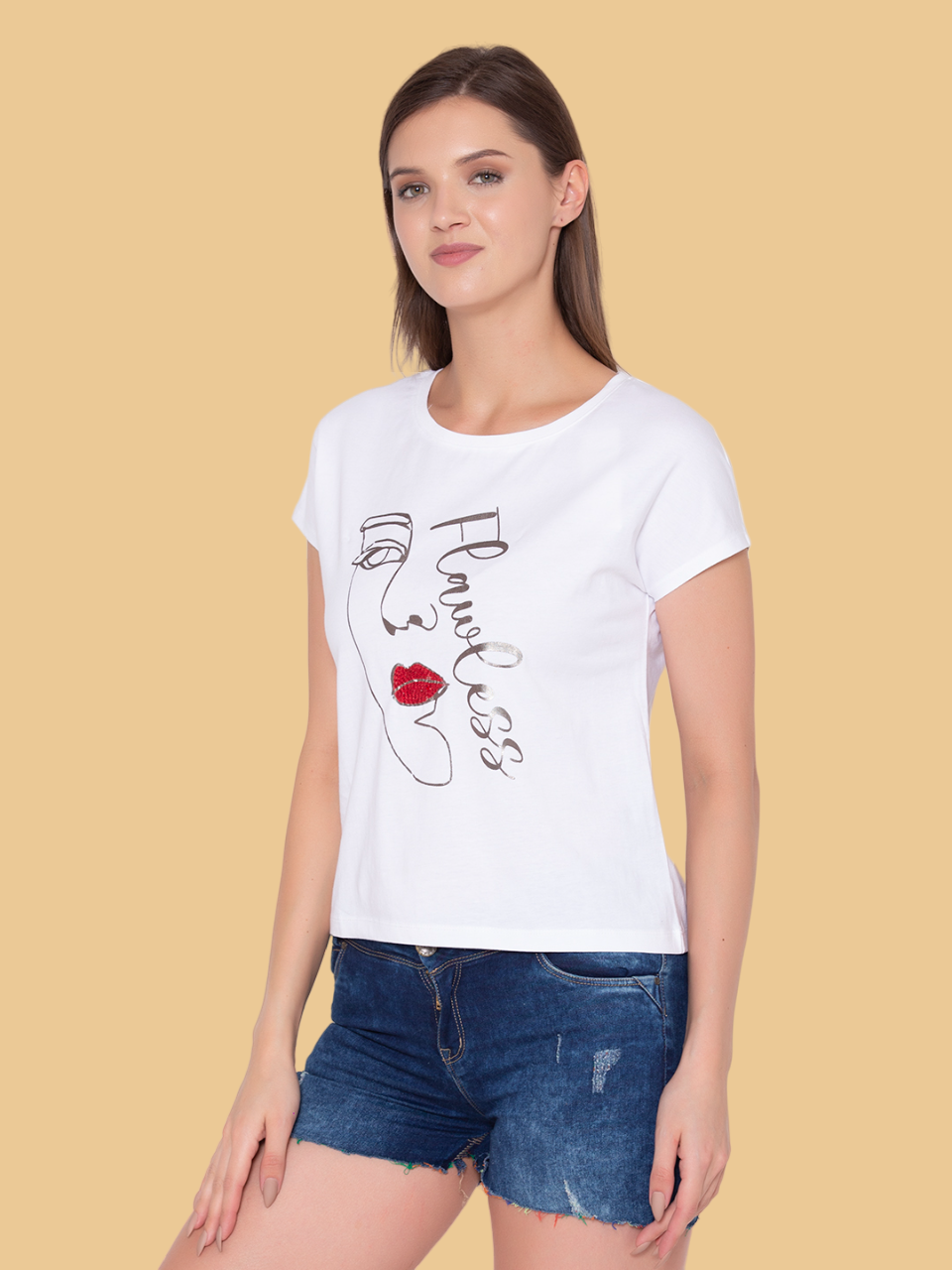 Flawless Women's 100% Cotton  Classic White T-Shirt Being Flawless