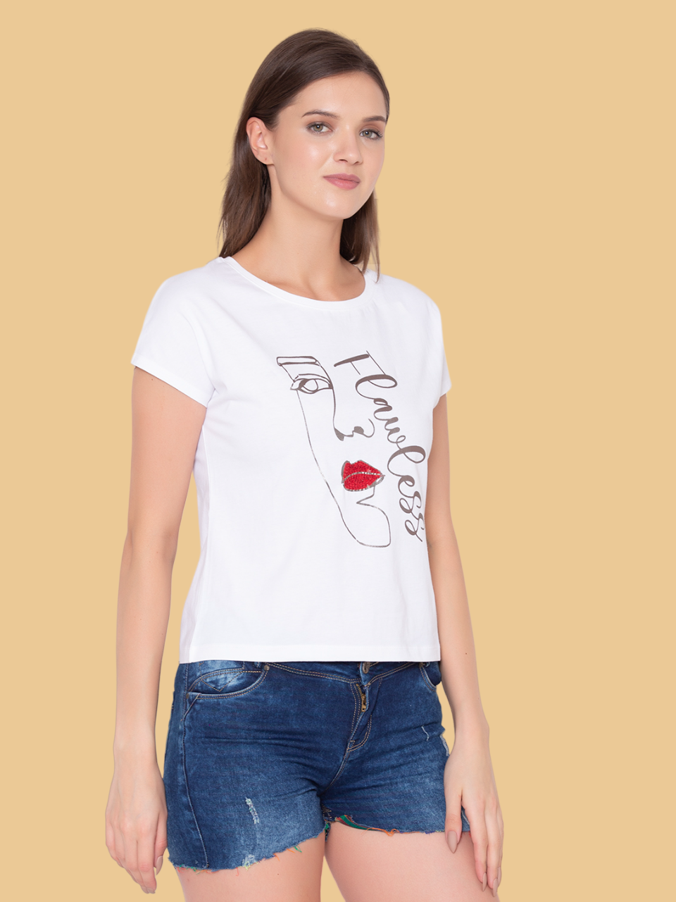 Flawless Women's 100% Cotton  Classic White T-Shirt Being Flawless
