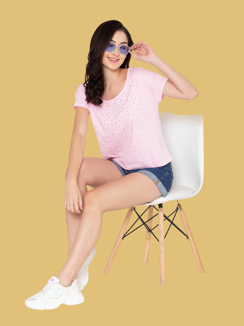 Flawless Women Pink Embellished Cotton Top Being Flawless