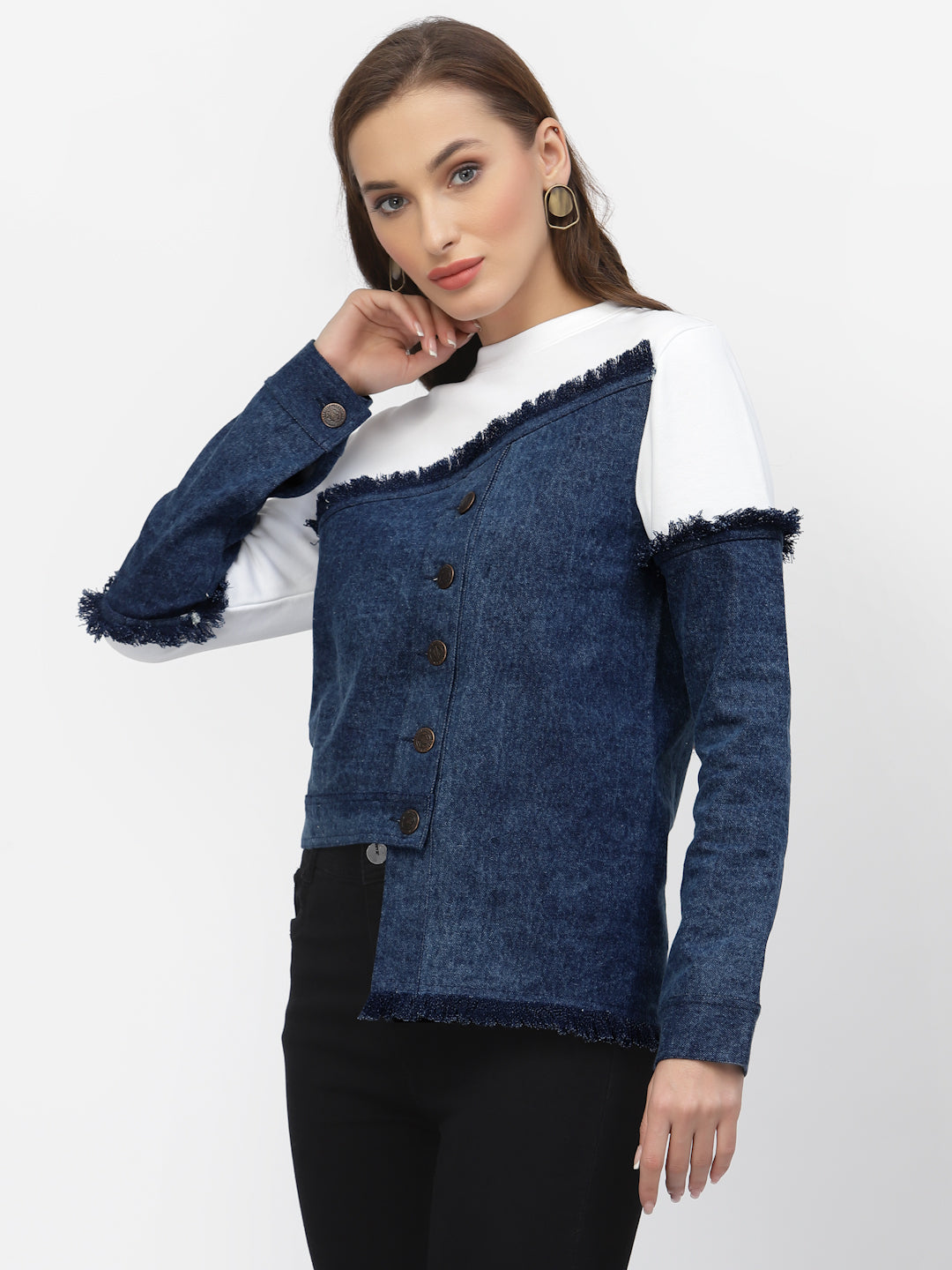 Flawless Women Stylish Blue And White Sweatshirt | MIXMATCH Being Flawless